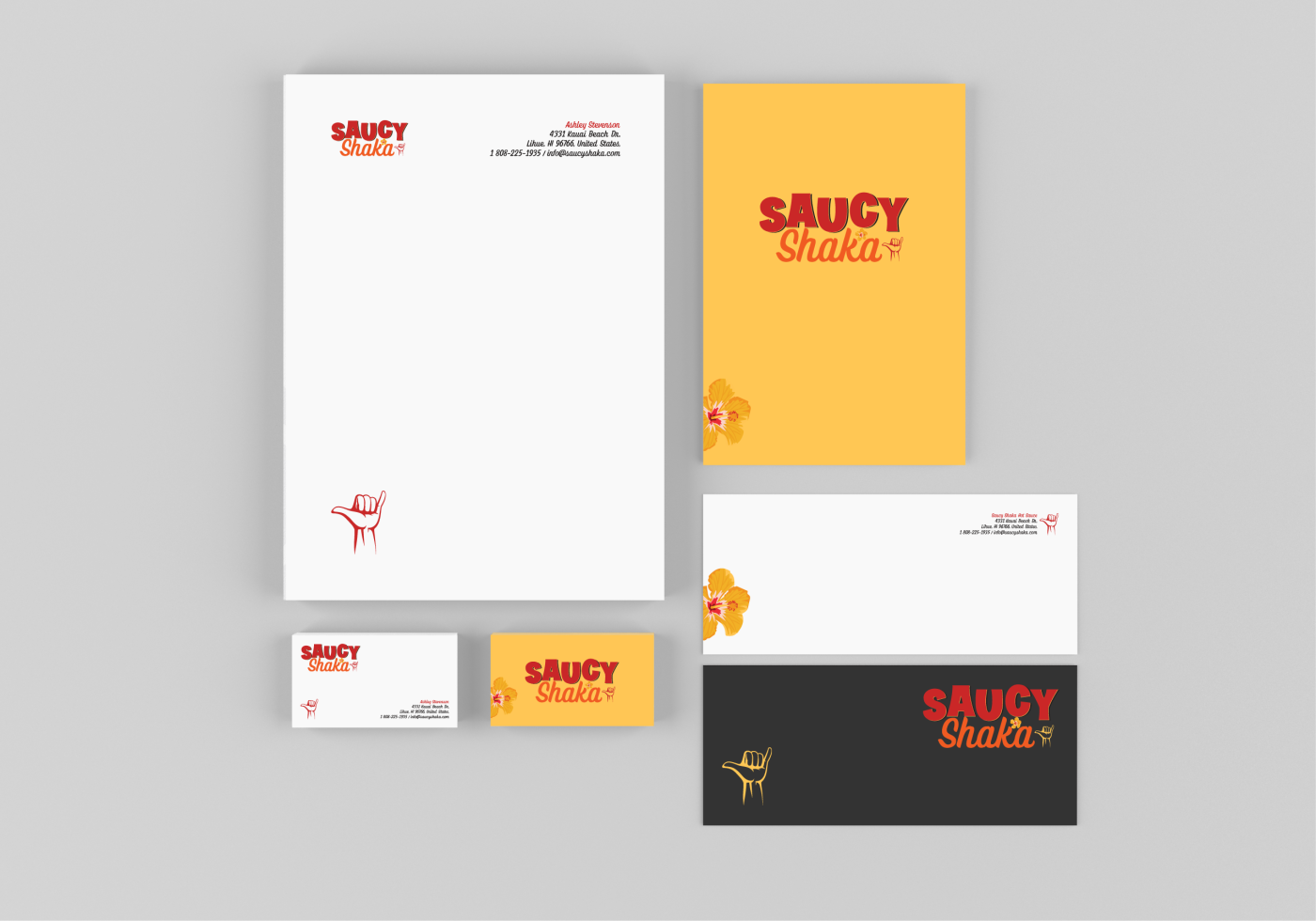 Saucy Shaka Corporate Business Materials - Business Cards, Letterhead