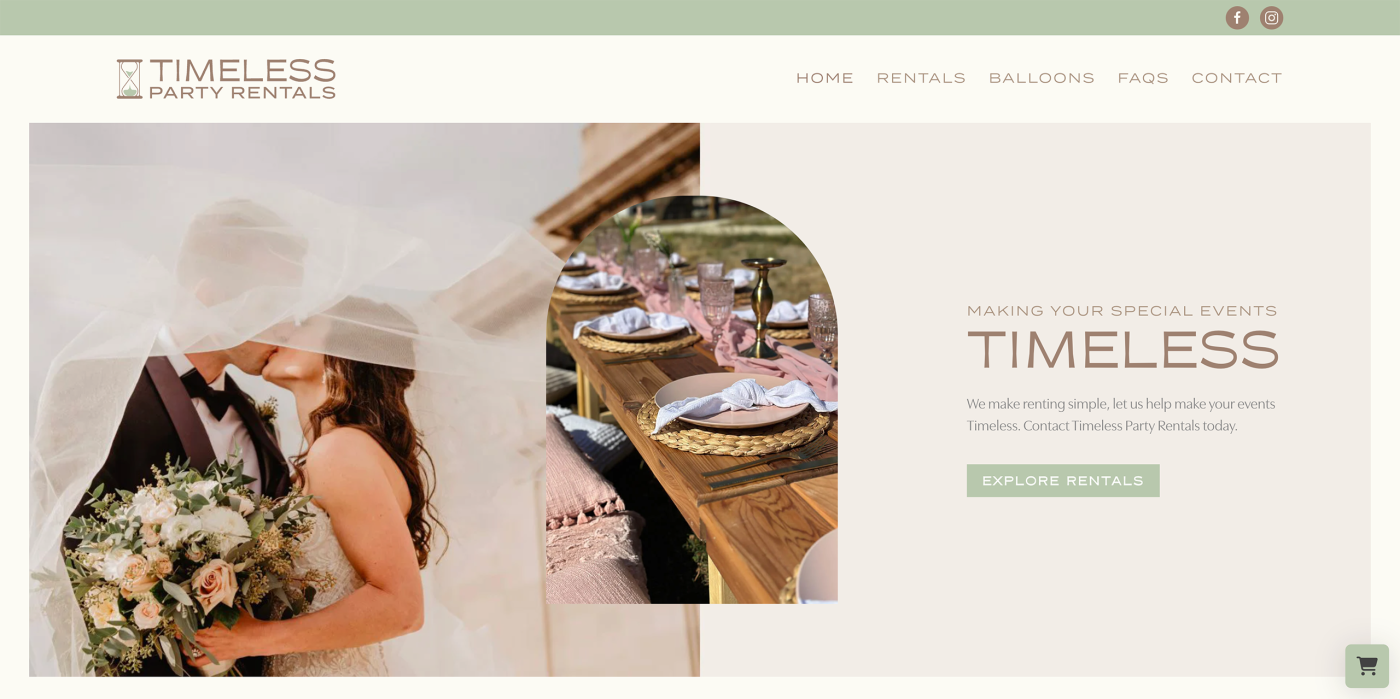 Timeless Party Rentals Homepage Hero 